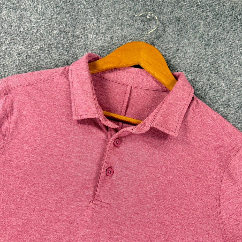 Lululemon Evolution Polo Shirt Men's Medium Pink Heathered Short Sleeve Athletic